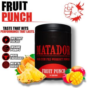 Matador Pre Workout Powder - Extremely Potent - Fruit Punch Flavour -30 servings